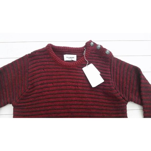 $370 ZADIG VOLTAIRE Jeremy Raye DESTROYED Sweater PRUNE Pullover ITALY ( S ) - Picture 5 of 8